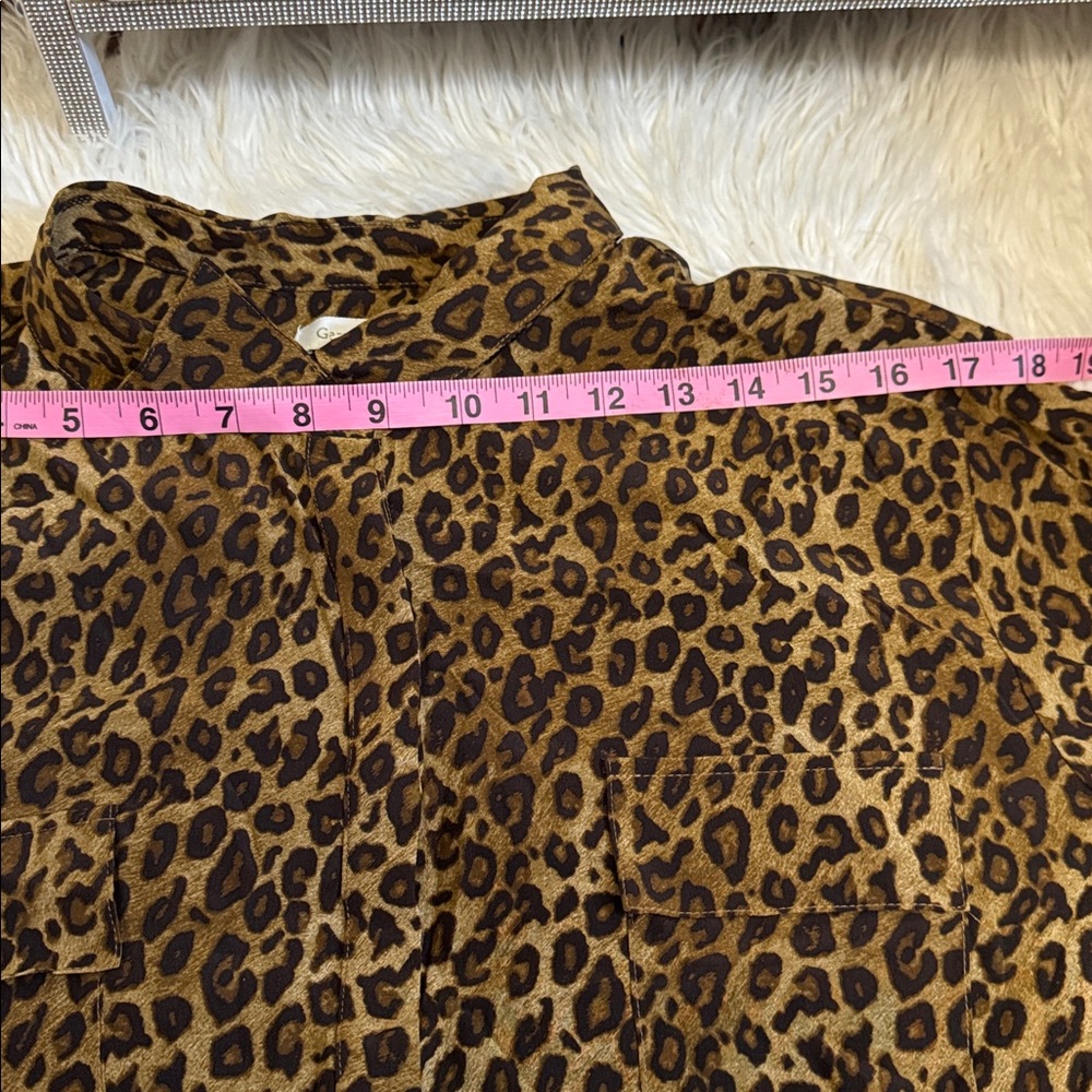 Garnet Hill Leopard Print Button Down Silk  Shirt Size 18 Womens - Picture 9 of 11